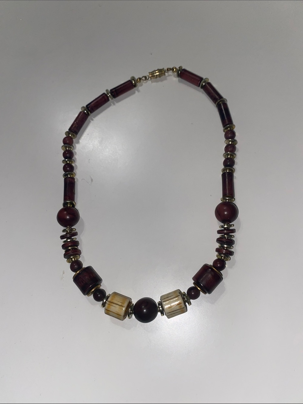 Beaded Brown and Cream Statement Necklace